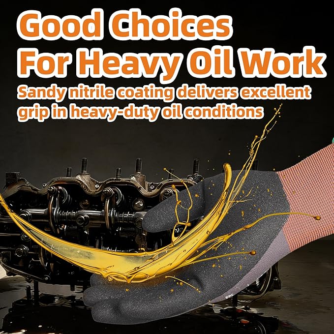 Schwer 3 Pairs Work Gloves with Sandy Nitrile Coating LT5626, Level 6 Abrasion Resistant (Certified) Heavy Duty Gloves with Grip for Men and Women, Ideal for General Use, Mechanic, Construction, S