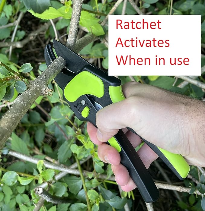 Garden Guru 2 in 1 Ratchet Pruning Shears Clippers – 4X Cutting Power – Ratcheting Garden Anvil Pruners Scissors - Ergonomic Grip - Makes Tough Cuts Easy - Great for Seniors & Arthritic Hands (2 Pack)