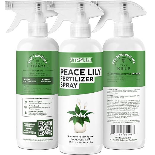 Peace Lily Fertilizer Spray, Gentle Foliar Feeding Spray for Healthy Leaves and Plants, Liquid Fertilizer by TPS Plant Foods, 16oz (475ml)
