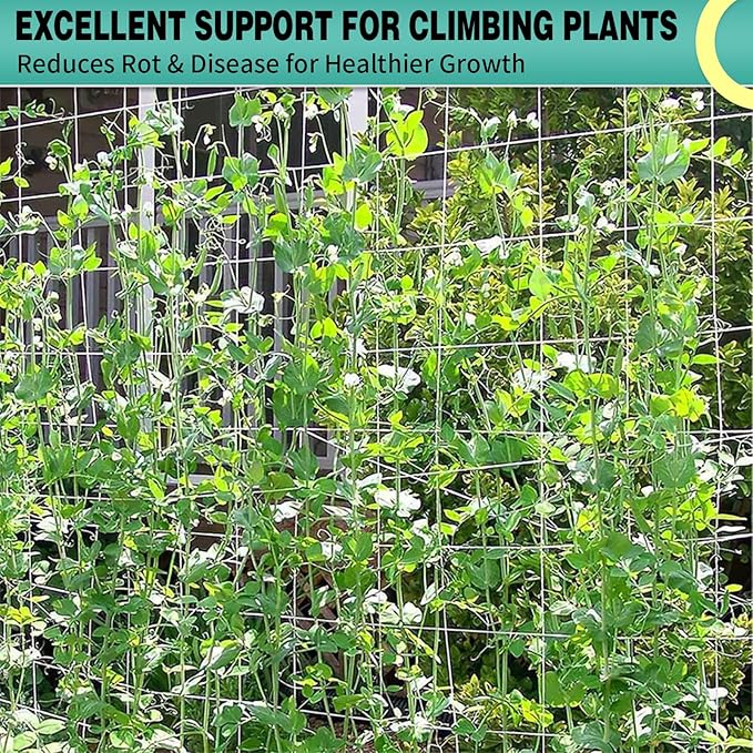7X 30 Ft Nylon Trellis Netting, 6×6 Heavy Duty Trellis Mesh Garden Netting for Climbing Plants, Use for Tomatoes, Cucumbers, Peas, Grape Racks