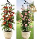 1pcs Garden Obelisk Trellis for Climbing Plants Outdoor, Tomato Cages for Garden, Metal Rustproof Plant Support Trellis for Potted Plants, Rose, Vine, Vegetable for Outdoor & Indoor Use (Black)