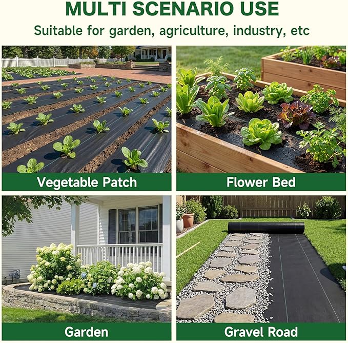 6 FT x 300 FT Weed Barrier Landscape Fabric 2 Packs - 3.2OZ Heavy Duty Weed Blocker Garden Cloth with Permeability, Woven Weed Control Ground Cover for Gravel, Lawn, Flower Bed
