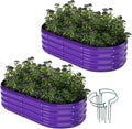 ZFHgarden Galvanized Metal Planter Raised Garden Bed Kit for Gardening Outdoor Garden Box Raised Flower Bed 2PC Purple 4X2X1FT