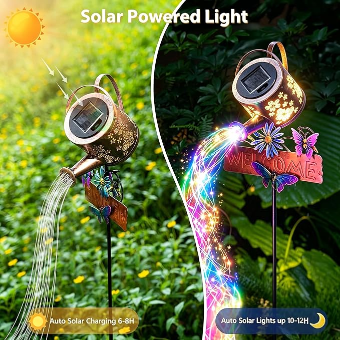 Solar Watering Can Light - Solar Lights Yard Decorations Outdoor,Garden Decor Lights for Yard,IP65 Waterproof Hanging Lantern Lights,Outside Garden Flower Bed Decor Light for Moms Birthday