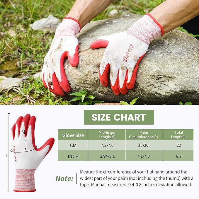 Pleneal Gardening Gloves for Women Men - Leather Garden Gloves Thorn Proof, Outdoor Protective Working gloves for Weeding