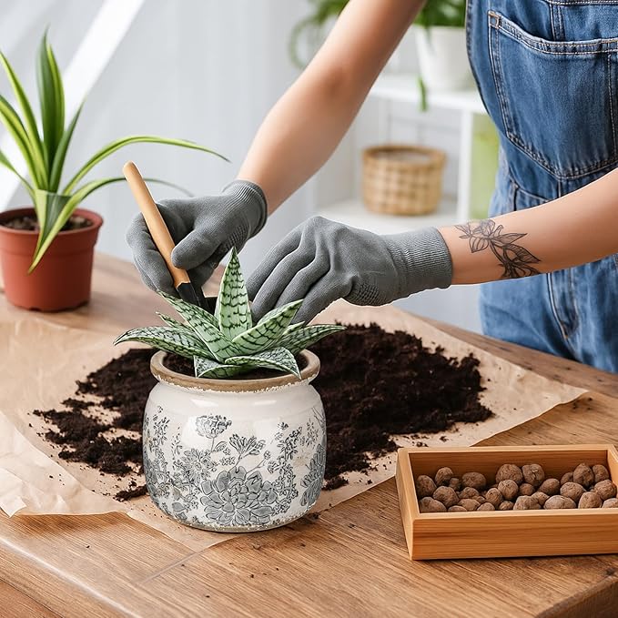 Vintage Planter Large Ceramic Plants Pot Grey Flower Crack Cottage Scroll Vase Flower Vase Pot Indoor Plants Home Kitchen Decor Farmhouse Antique Decorative Gift