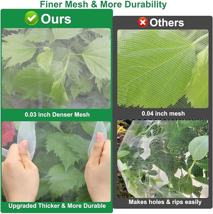 Thicker Garden Mesh Netting, 2 Pack 10x33Ft Ultra Fine Garden Netting Mesh Barrier Protection Netting for Vegetable Plants Fruits Flowers Crops Row Cover Raised Bed Fabric Screen Protection Net Cover