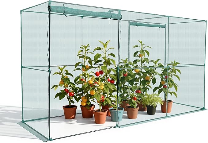 VEVOR Crop Cage, 11.6 x 3.9 x 6.3 ft Plant Protection Tent with Zippered Door, Wind-Resistant Tall Crop Cage, Easy to Install, Outdoor Raised Bed Cover, Tomato Plant Netting for Garden Patio Lawn