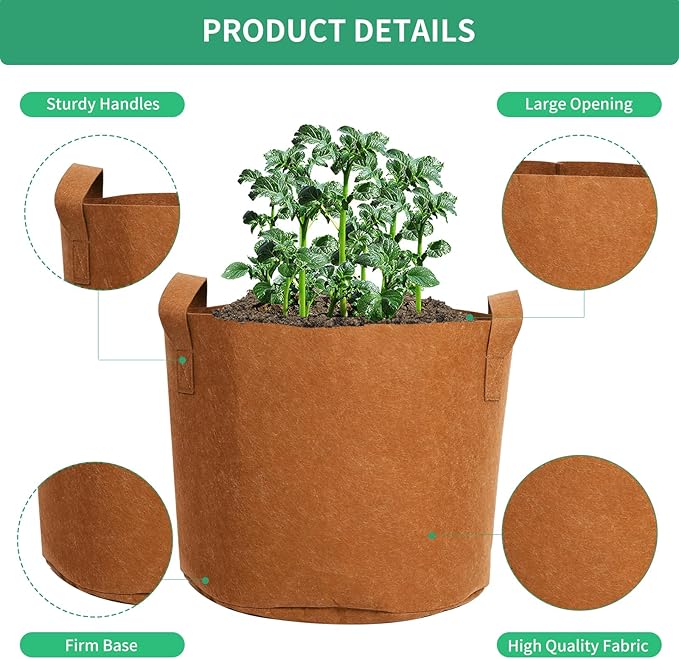 SILKIR Grow Bags, 10 Gallon, Ginger