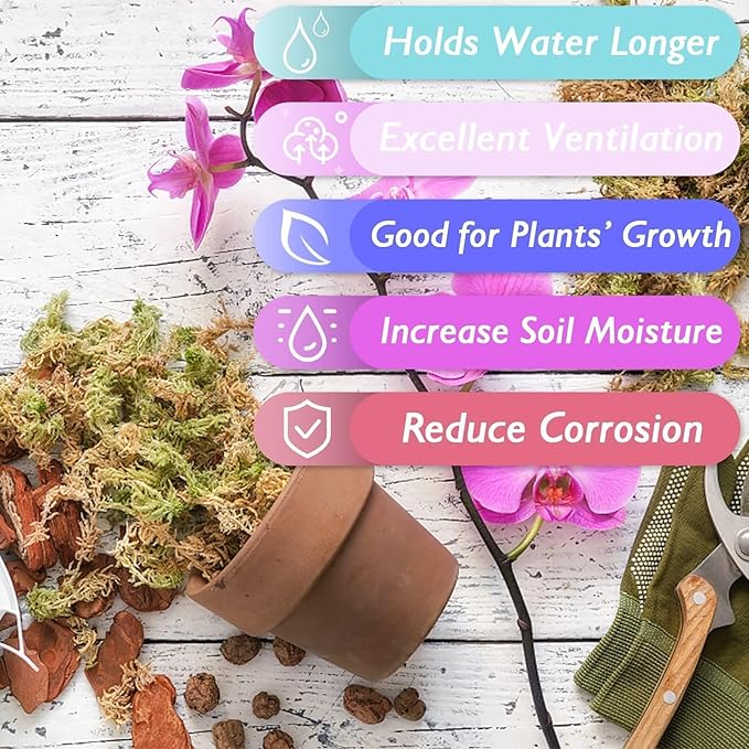 Halatool 1.1LBS Sphagnum Moss for Orchids, Plants, Succulent, Carnivorous, 25QT Natural Dried Long Fiber Sphagnum Moss Bulk for Moss Pole, Moss for Plants Indoor and Outdoor Growing Media
