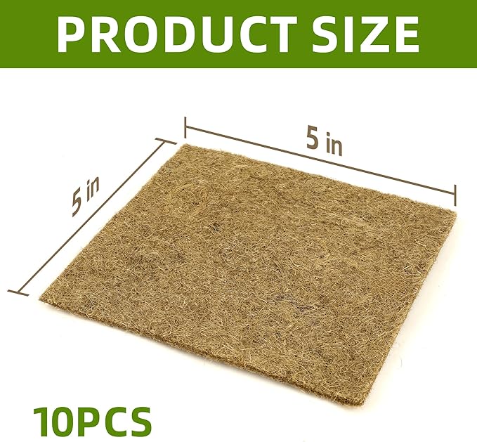 10 Pack Jute Grow Mat for Microgreens, 5" x 5" Hydroponic Grow Pads for Growing Tray Sprouting Trays Jute Fiber Seed Starter Planting for Micro Greens & Wheatgrass