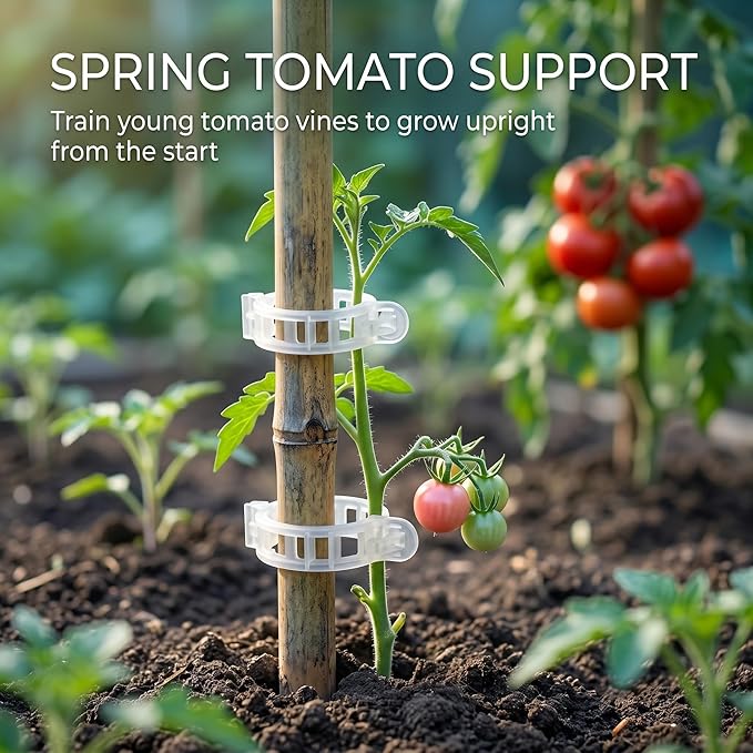 300Pcs Tomato Clips, Thickened Plant Support Clips for Climbing Plants, Trellis Clips for Tomato Grape Vine, Garden Clips for String Trellis Vegetables, Plant Fixing Clips Help Grow Upright