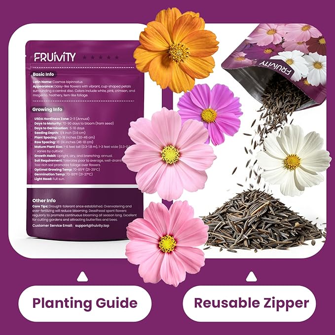 Cosmos Seeds Mix, 1 Ounce Over 5000+ Crazy Blend Cosmo Flowers Seed for Planting, Open Pollinated, Non-GMO, Heirloom Crazy Cosmos Seeds for 2026