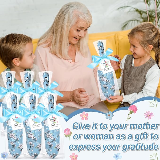 Capoda 12 Sets Floral Garden Shovels Bulk Gardening Gift for Women Garden Tools Floral Hand Heavy Duty Christmas Trowels Thank You Cards with Bags for Mom Gift Birthday Teacher(Blue,Bright)