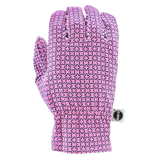 Miracle-Gro Women's Canvas Back Dotted Palm Gardening Work Gloves, Breathable Backing, Strong Grip, Shirred Elastic Wrist, Purple/Pink, Medium, (M56111/WML)