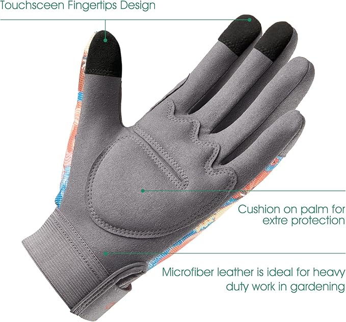 COOLJOB Large Gardening Gloves for Women, Thorn Proof Ladies Work Gloves for Rose Pruning, Cactus Handling, Blackberry Bush Planting, Puncture Resistant Anti-Slip Flexible, 1 Pair Orange L