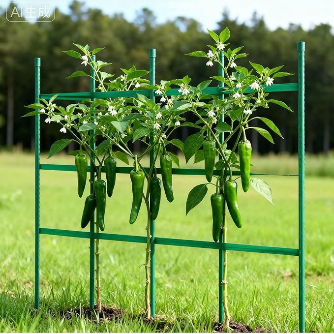 VEVOR Garden Stakes, 50 Pack, 46.06 inch, Plastic Coated Metal Tomato Stakes, Garden Sticks for Plants Support, with Pointed End and Non-Slip Bumps for Growing Climbing Plants, Outdoor Vegetables
