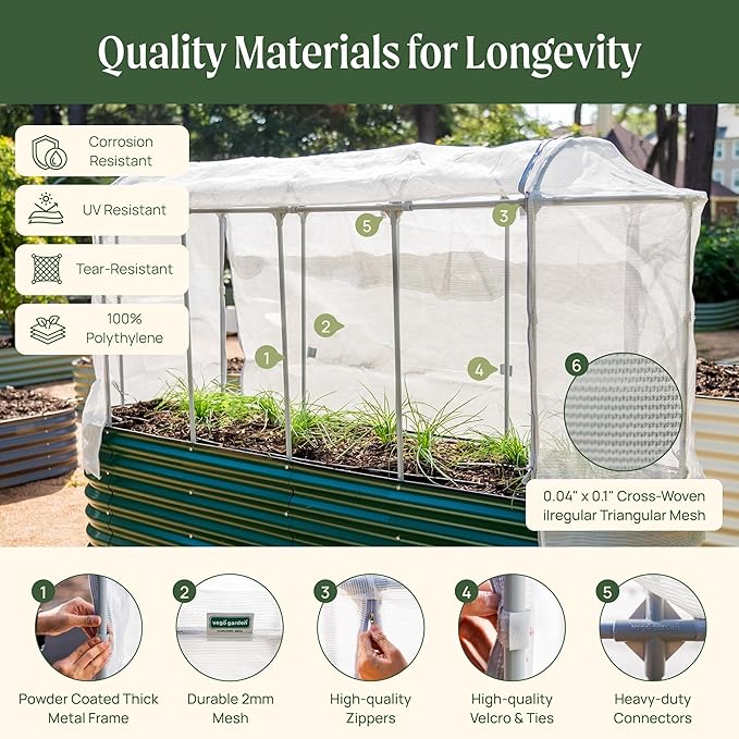 Vego garden Netting Cover System for 3.5' Round Garden Bed, 35% Shading Rate for Plant Protection, Pest Control Frame Cover Kit,(Garden Beds Not Included)