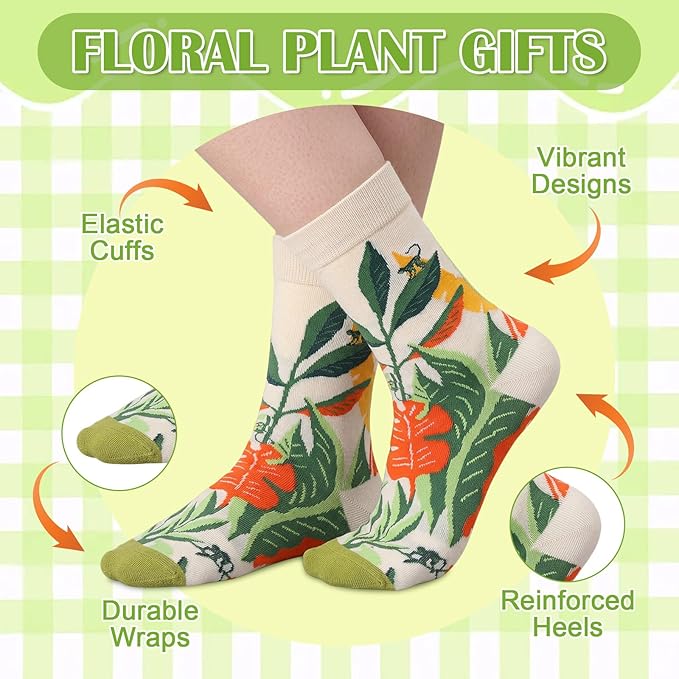 8 Pcs Plant Lover Gift Set for Women Gardening Gifts with Floral Canvas Tote Bag 12oz Coffee Mug Socks Garden Hand Tools Gloves Plants Themed Gift for Mother's Day Birthday Outdoor Women Plant Lover