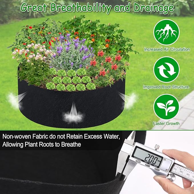 Round Fabric Galvanized Raised Garden Bed Liner, 2x2x1 Feet Outdoor Garden Planting Bags for Vegetables, Flowers, Herbs, and Succulents