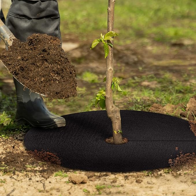 Pack 12 Non-Woven Tree Mulch Ring, 20.5 Inch Weed Barrier mat,Degradable Tree Mulch Used to inhibit Weed Growth and Landscape Weed Control Plant Root Protection