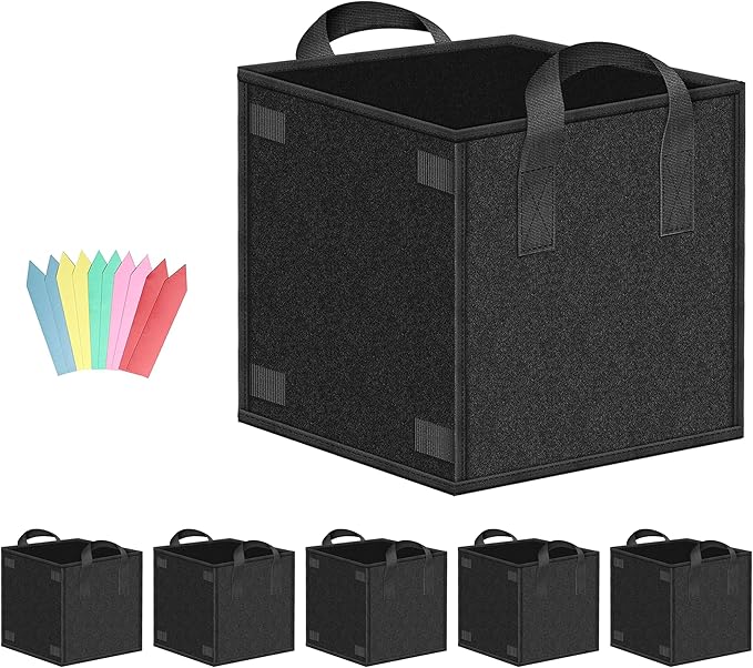 YSSOA 5-Pack 5 Gallon Grow Bags Heavy Duty Thickened Nonwoven Aeration Fabric Pots with Handles, Cloth Pots for Plants, Vegetable, Flower, Tomato Potato