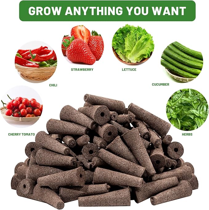 300Pcs Growth Sponges for Pods, Greenhouses Sponges, Grow Sponges for Greenhouses & Germination Equipment, Starter for Indoor Garden System (Brown)