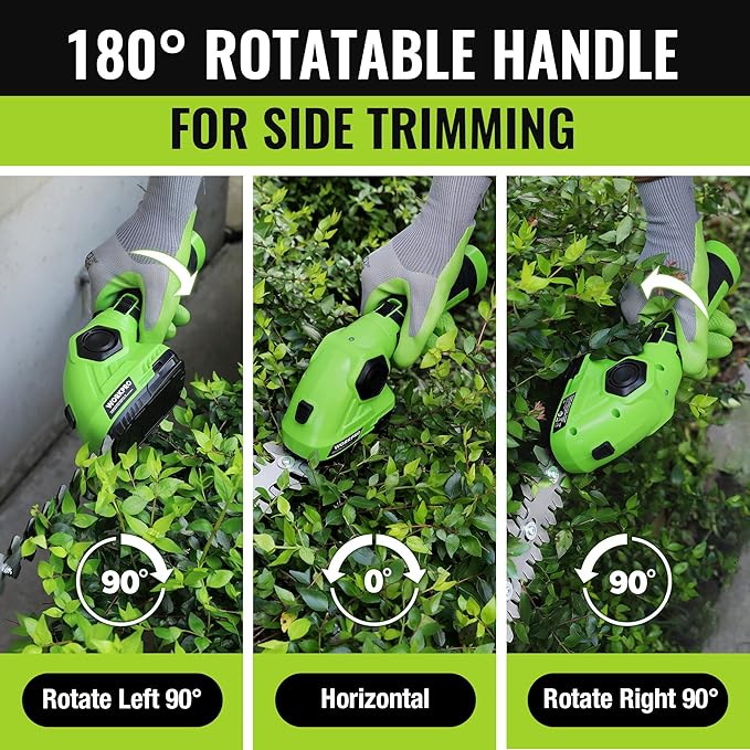 WORKPRO Cordless Grass Shear & Shrubbery Trimmer - 2 in 1 Handheld Hedge Trimmer 7.2V Electric Grass Cutter 2.0Ah Rechargeable Lithium-Ion Battery and USB Cable Included
