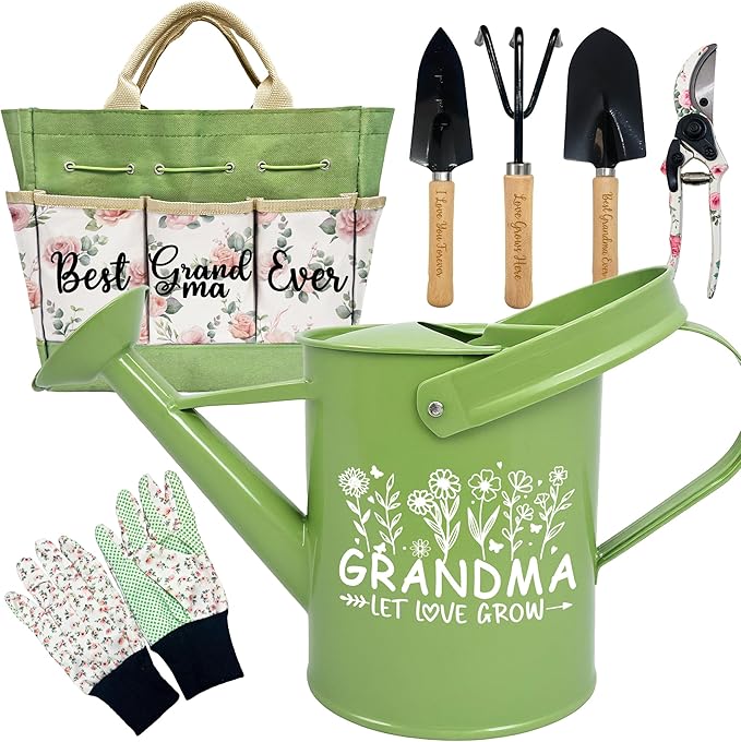 Gifts for Grandma, Grandma Birthday Gifts from Grandkids Garden Kit Floral Gardening Tools and Durable Garden Tools Organizer Tote, Ideal Gardening Gift for Women