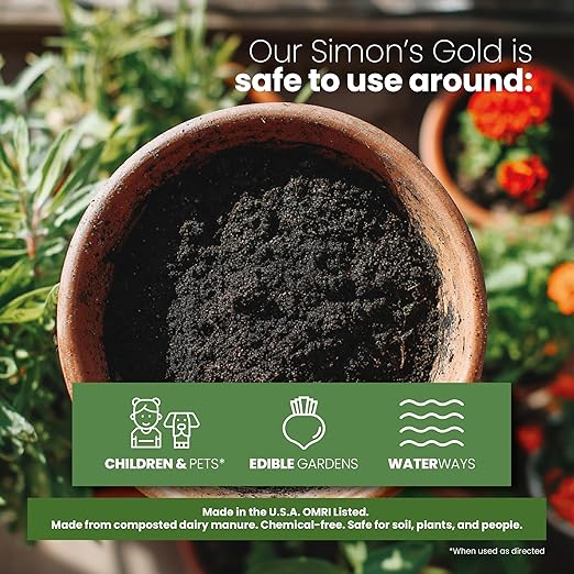 Soil Seed & Water Simon’s Gold Organic Dairy Compost – Rich, Aged Compost for Garden Beds, Raised Beds & Soil Enrichment