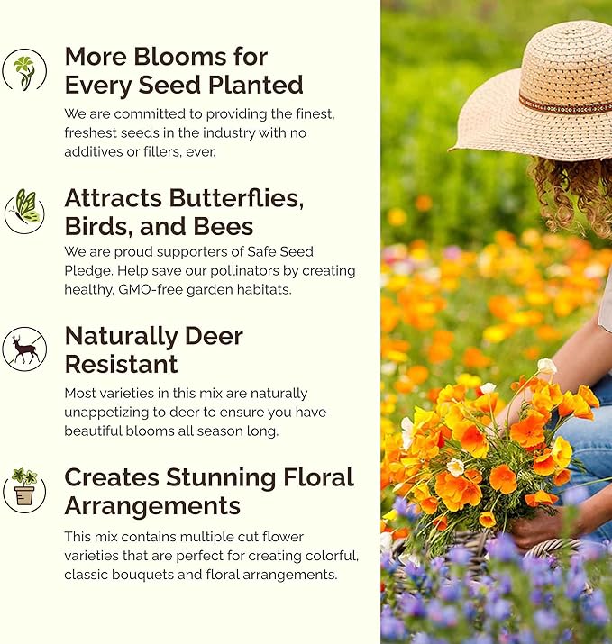 Eden Brothers Utah Wildflower Mixed Seeds for Planting, 1 lb, 480,000+ Seeds with Snapdragon, Yarrow | Attracts Pollinators, Plant in Spring or Fall, Zones