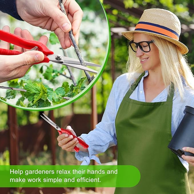 Lasnten 12 Pcs Needle Nose Pruner Bulk 8.3"" Extra Long Edge Stainless Steel Pruning Shears Hand Pruning Snips Fruit Trees Bonsai Garden Scissors Tool, Red, HIU-Lasnten-1222