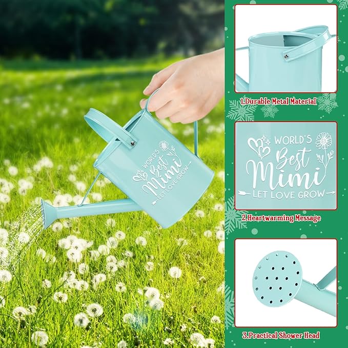 Mimi Gifts for Mothers Day, Mothers Day Grandma Gifts for Mimi, Gardening Gift for Grandma from Grandkids Grandchildren, Garden Decor Metal Watering Can Birthday Presents for Grandma, Grandparent Gift