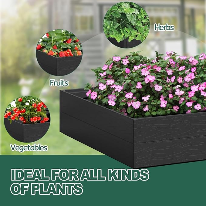 FONTOI Raised Garden Beds Outdoor, 4x4x2ft Divisible Elevated Planter Boxes Outdoor for Planting Plants Vegetables Flowers Herb Fruits, Planter Raised Beds for Gardening with Easy Assembly, Square