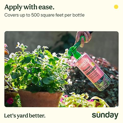Sunday Wonderfert Flower Plant Food, Bigger Blooms for Roses, Annuals, Perennials, and Container Plants, 3-8-7 Liquid Concentrate, 32 fl oz, 500 sq ft