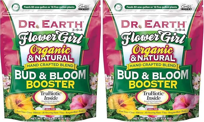 Dr. Earth GL61100518430 Fertilizer & Soil 707P Organic 8 Bud & Bloom Fertilizer in Poly Bag, 4-Pound, 4 lb, Natural (Pack of 2)