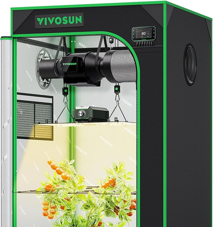 VIVOSUN GIY Smart Grow Tent System 2x2, WiFi-Integrated Grow Tent Kit, with Automate Ventilation and Circulation, Schedule Full Spectrum 100W LED Grow Light, and GrowHub E42A+ Controller