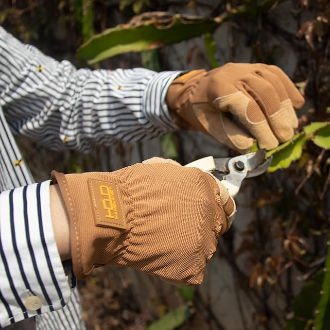 HLDD HANDLANDY Men Leather Gardening Gloves, Utility Work Gloves for Gardening, Yardwork, Construction, Mechanics