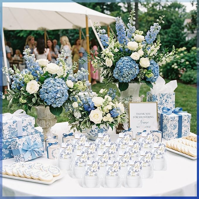 Ctosree 50 Sets Something Blue Bridal Shower Favors Let Love Grow Seed Packets Wedding Party Supplies Include Seed Packets Flowerpot Cards and Organza Bags Something Blue Bridal Shower Party Supplies