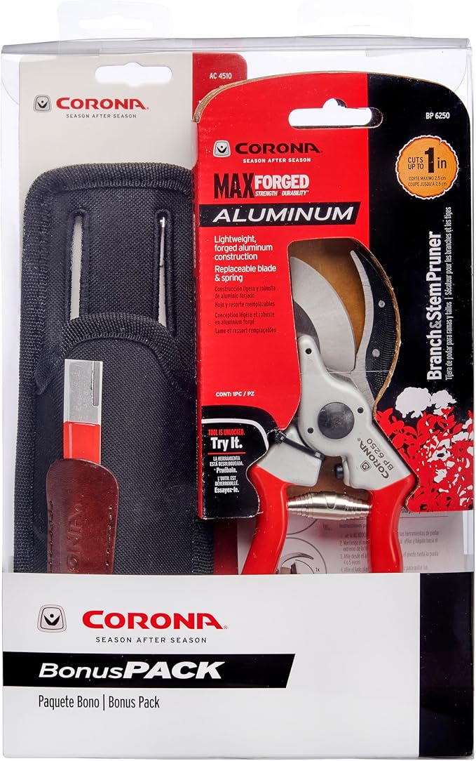 Corona Tools SP 6250 Aluminum Bypass Pruner Kit With Universal Tool Pouch and Carbide Sharpening Tool