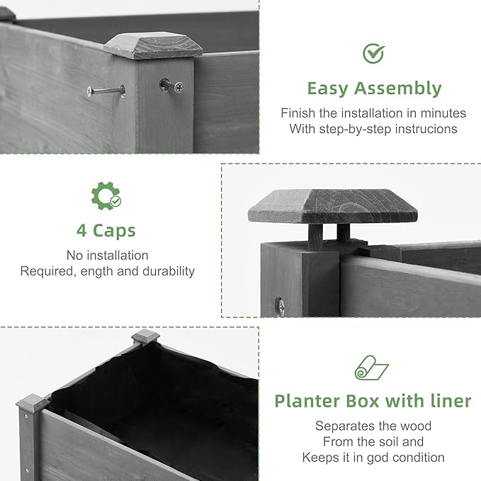 48x24x30 Raised Garden Bed with Legs, Elevated Wooden Planter Box for Outdoor Plants Outdoor