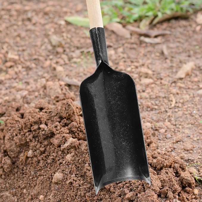 HEMOTON Heavy-Duty Manganese Steel Gardening Shovel Spade Large Flat-Head Digging Tool for Tree Planting and Soil Excavation in Lawn and Garden Use