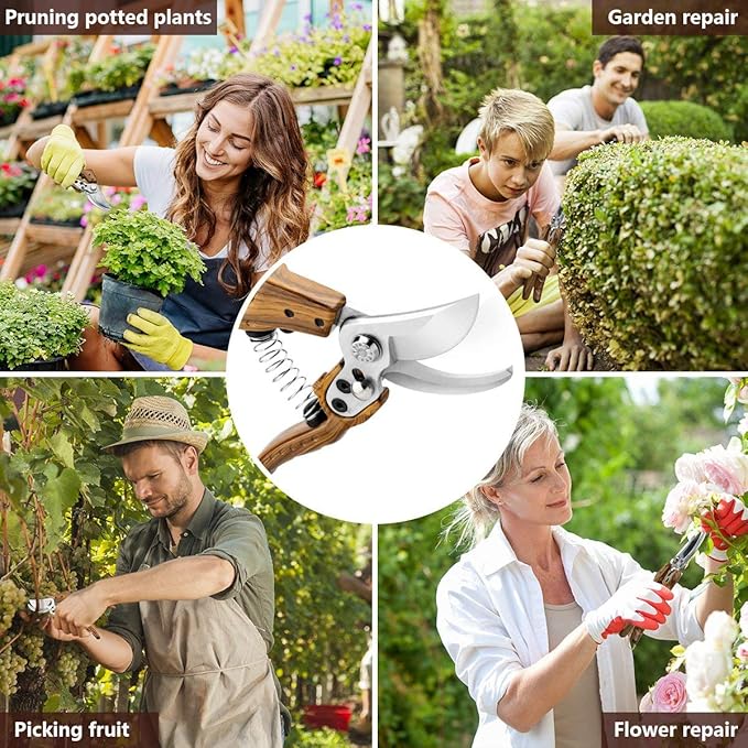 WProfessional Sharp Pruners, Garden Pruners, Tree Trimmers Secateurs, Bypass Pruning Shears, Secateurs, Hand Pruner, Garden Shears, Gardening Shears Clippers for Plants, Gardening Cutter (Wood Grain)