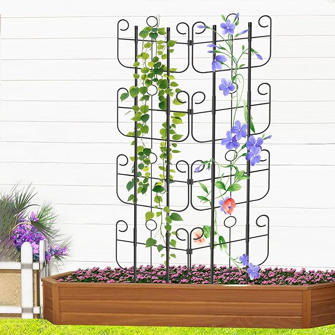 Trellis for Climbing Plants Indoor, Expandable Heavy-Duty Metal Trellis for Potted Plants Outdoor, Flowers Vine Ivy, Sturdy Houseplant Pothos Plant Climber Support, 8 Pack