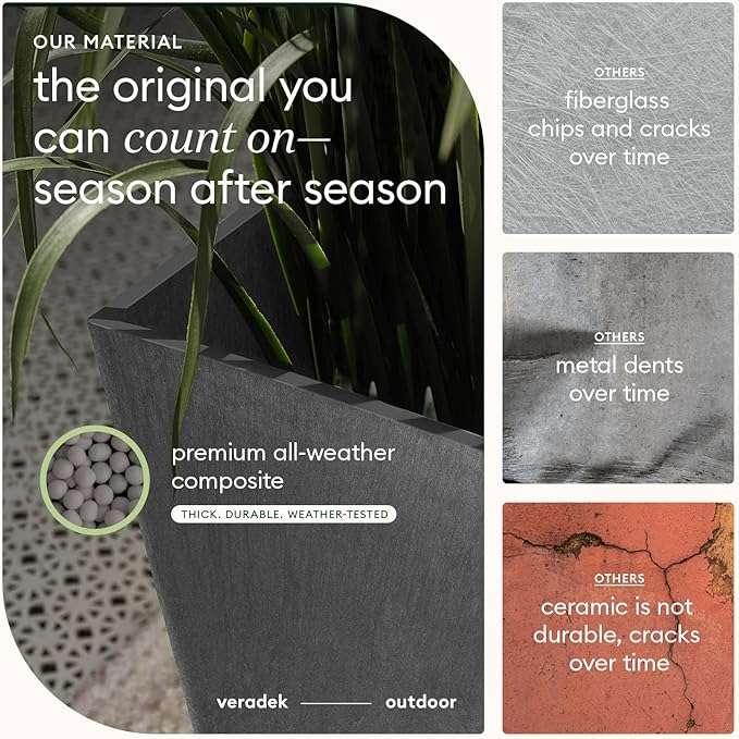 Veradek V-Resin Indoor/Outdoor Taper Planter (26 inch, Grey)