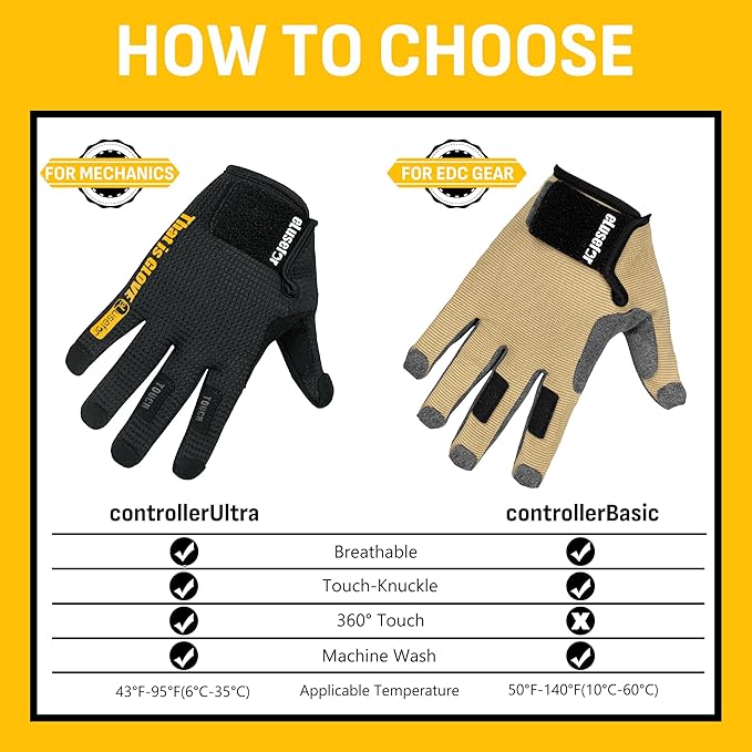 Dexterity Upgraded Utility Gloves – Seamless Wrap-Fingers Design & Knuckle Touchscreen Capability