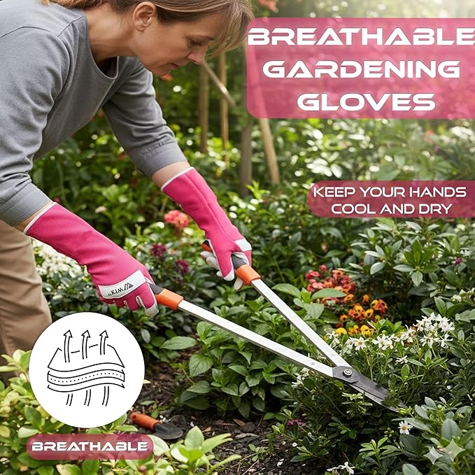Long Gardening Gloves Leather Ladies Men Women Durable Goatskin Garden Gloves Forearm Thorn Proof Work