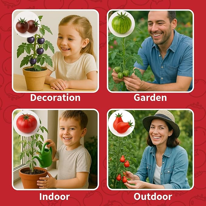 10 Pack Tomato Seeds for Planting - Heirloom Tomato Seeds for Indoor Outdoor Gardening - Natural Soil Disc, Pulp Cup, Plant Markers & Tools - Non GMO Vegetable Seed Set for Starter