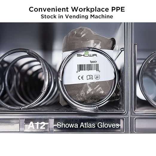 SHOWA Atlas 370B Professional Nitrile Work Gloves, Breathable High-Dexterity Precision Grip for Landscaping, Gardening & Assembly, General Purpose Gloves, Black, X-Large, Vending Pack, 12-Pair