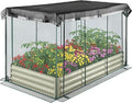 Galvanized Raised Garden Bed with Cover and Shade Cloth Kit, Open Base Design, Outdoor Metal Planter Box for Growing Vegetables Vegetables, 6 x 3 x 1 ft
